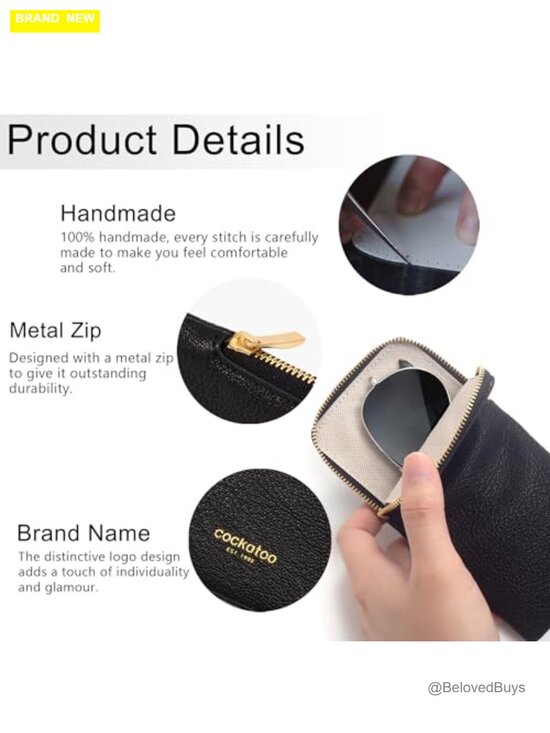 Genuine Leather Eyeglass Case Zipper Pouch for Glasses main image 6